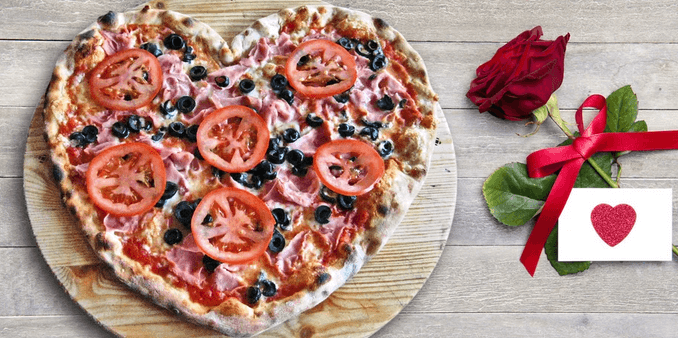 1× pizza ve tvaru srdce 