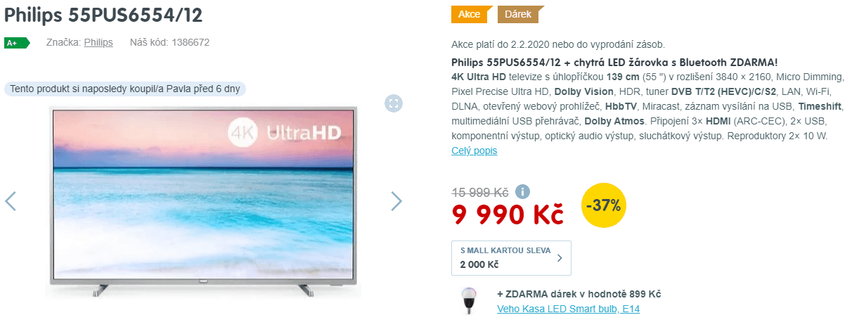 Ultra HD Smart TV, HDR, 139cm, Philips
