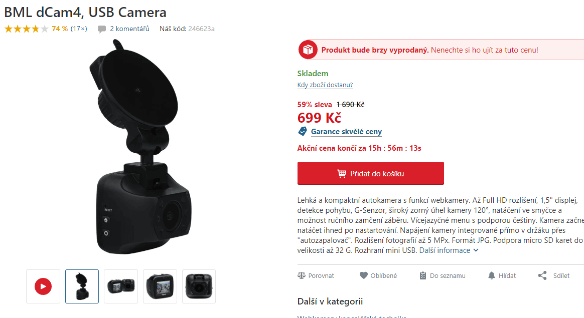 Kamera do auta BML dCam4 