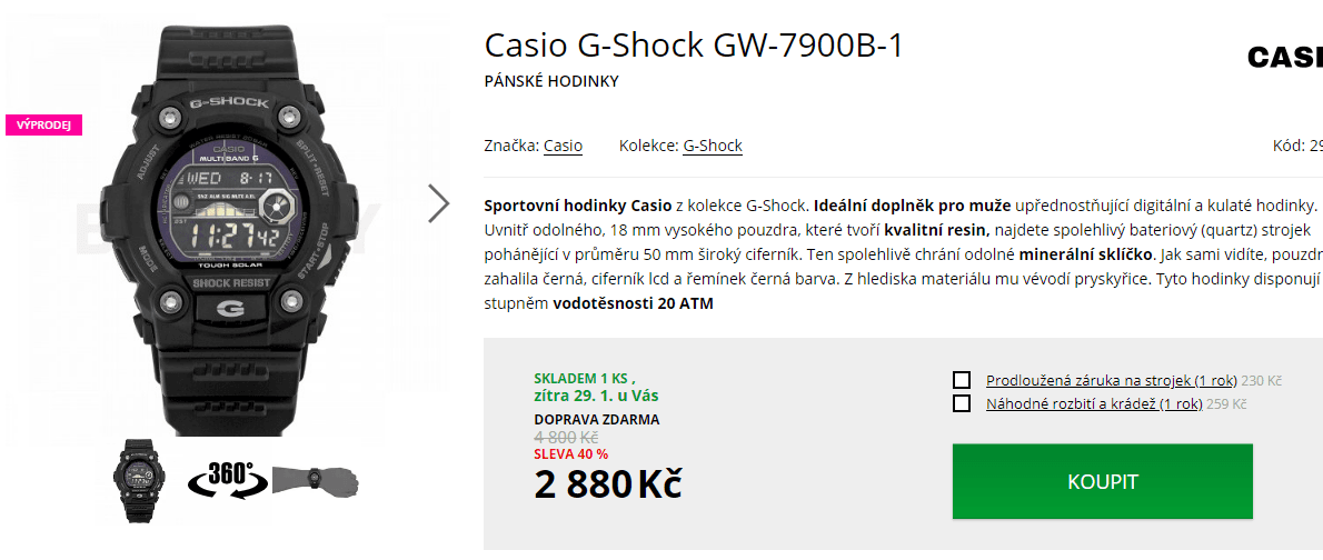 Pánské solární sportovní hodinky Casio