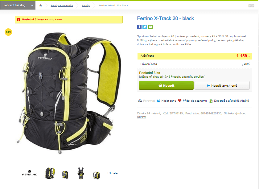 Sportovní batoh Ferrino X-Track 20