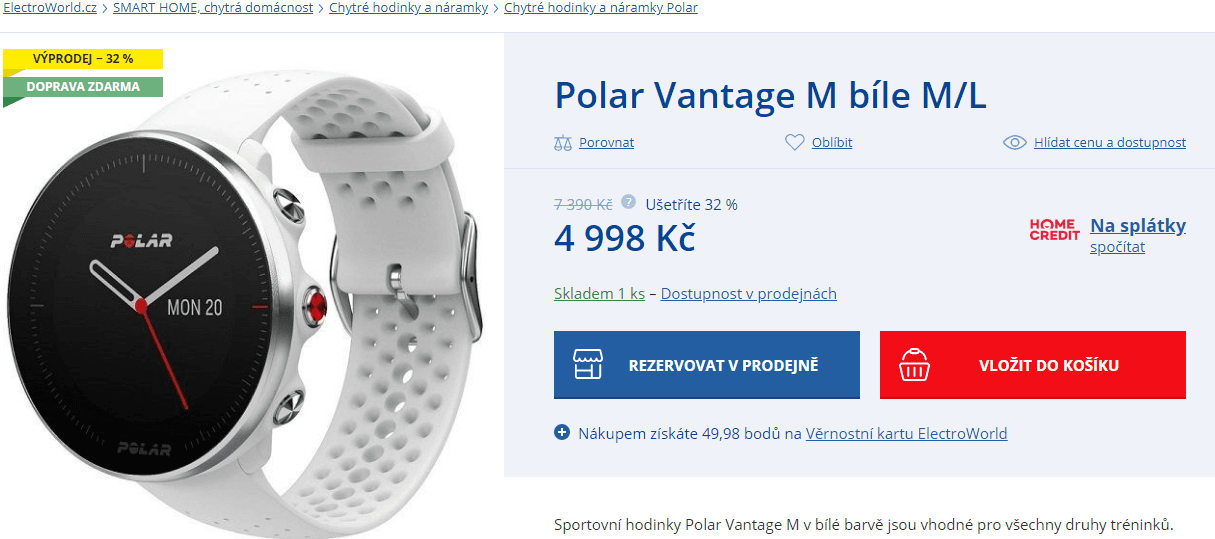 Chytré sportovní hodinky Polar Vantage
