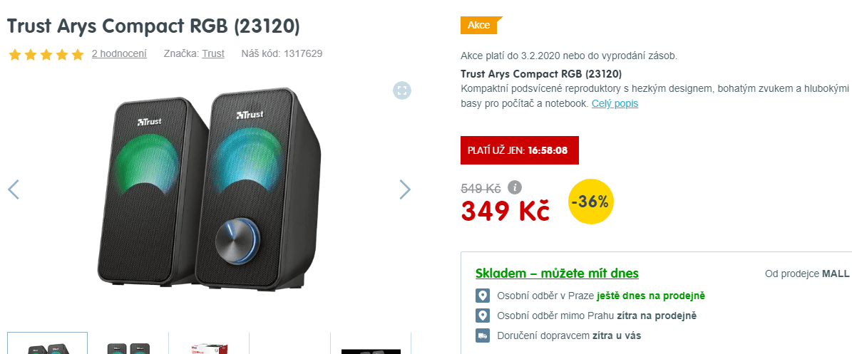 Repro pro PC Trust Arys, osvětlení