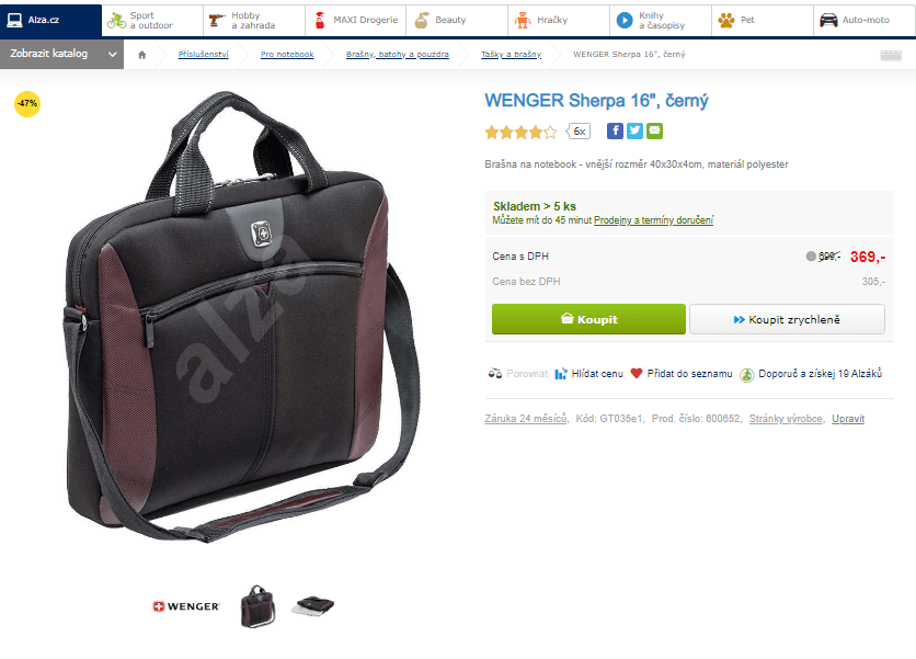 Taška na notebook Wenger Sherpa 16"