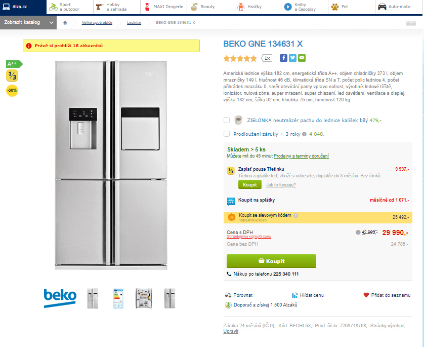 Americká lednice Beko, led, bar, multizone