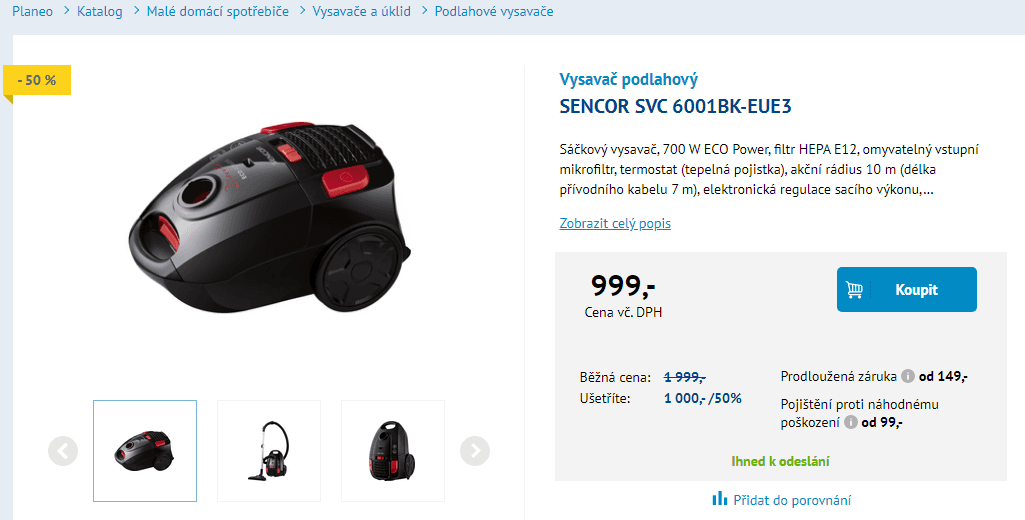 Sáčkový vysavač Sencor, HEPA filtr