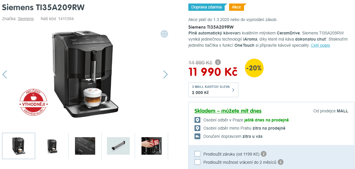 Plnoautomat na zrnkovou kávu Siemens