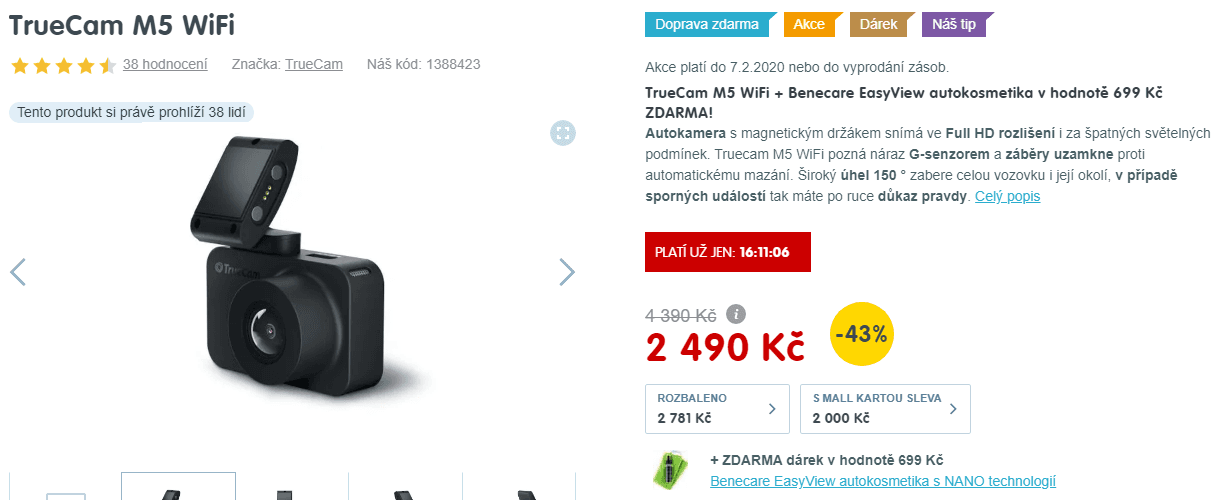 Autokamera TrueCam M5, full HD