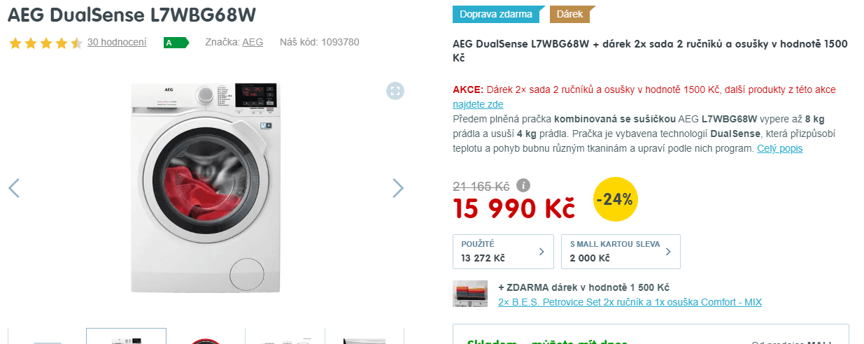 Pračka se sušičkou AEG, 8/4kg, 1600ot., A