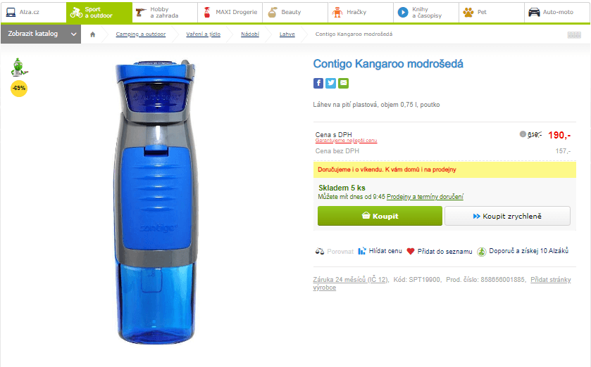 Láhev sportovní Contigo Kangaroo 750 nl