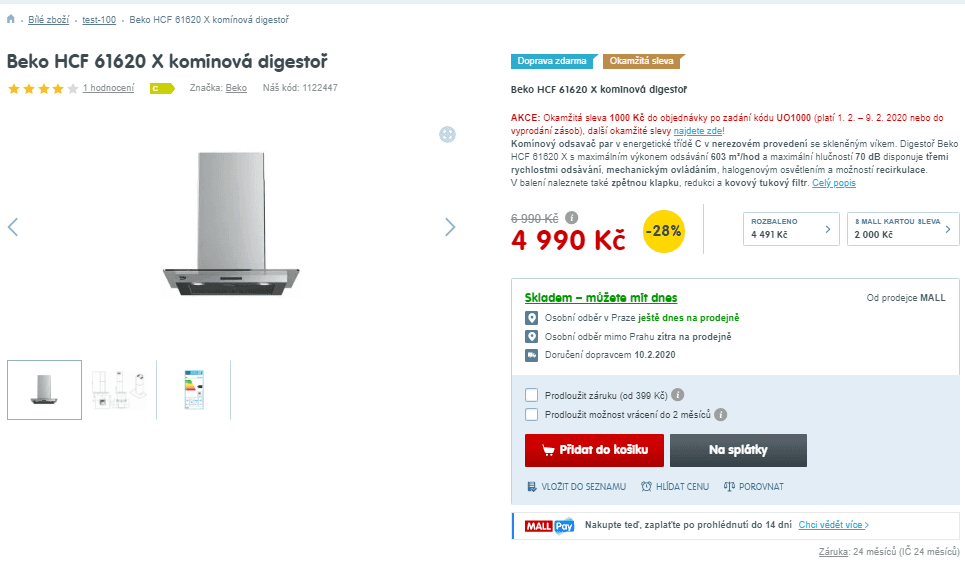Komínová digestoř Beko HCF 61620 X
