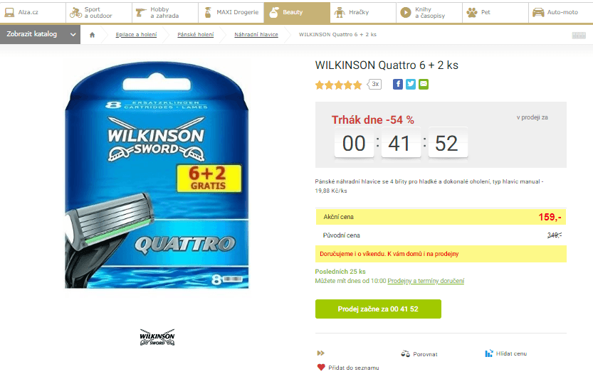 Náhradní břity WILKINSON Quattro 6 + 2 ks