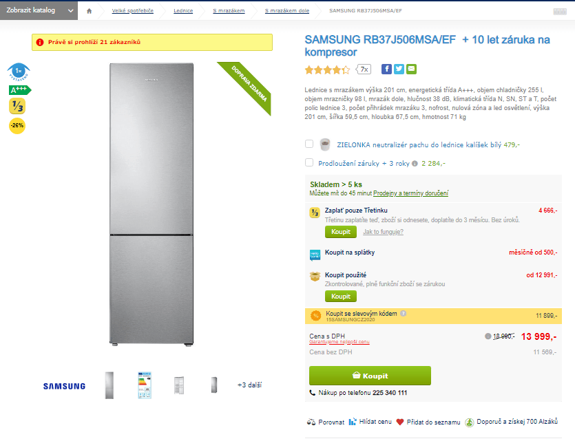 Komb. chladnička Samsung, A+++, 353 l