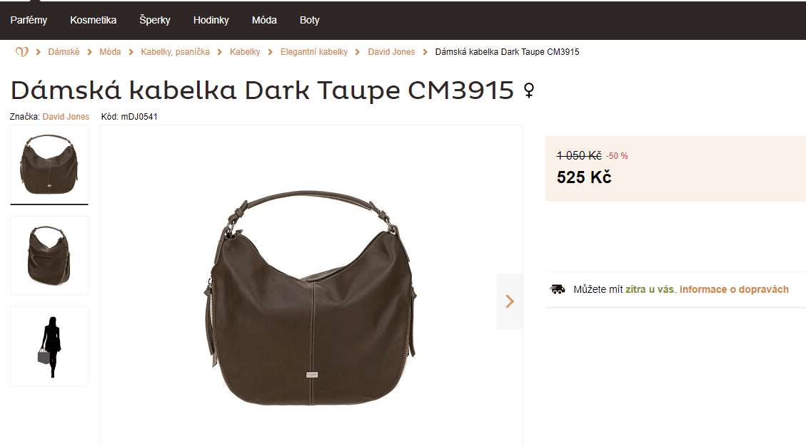 Kabelka David Jones Dark Taupe