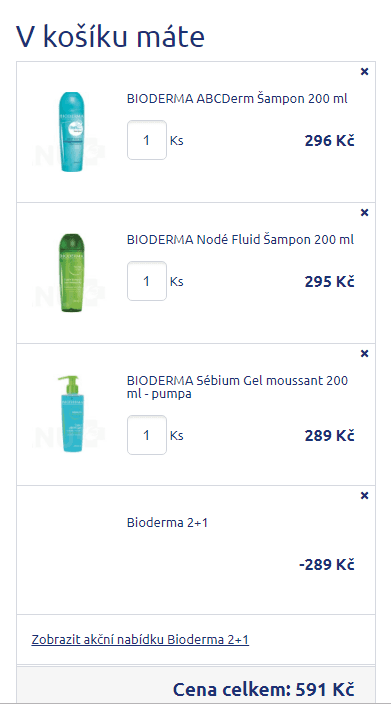 2+1 zdarma na kosmetiku Bioderma