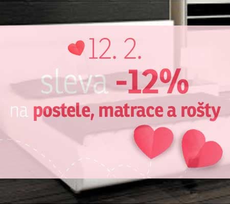 Extra -12% na postele, matrace a rošty