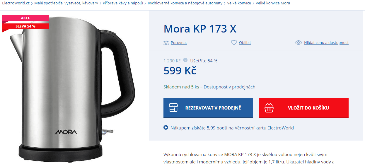 Rychlovarná konvice Mora KP 173 X