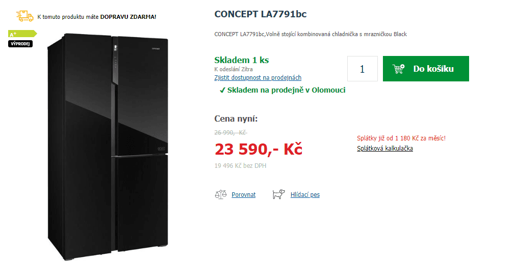 Americká lednice Concept, led, 183cm