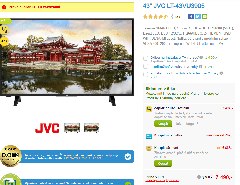 Ultra HD Smart TV, HDR, 108cm, JVC