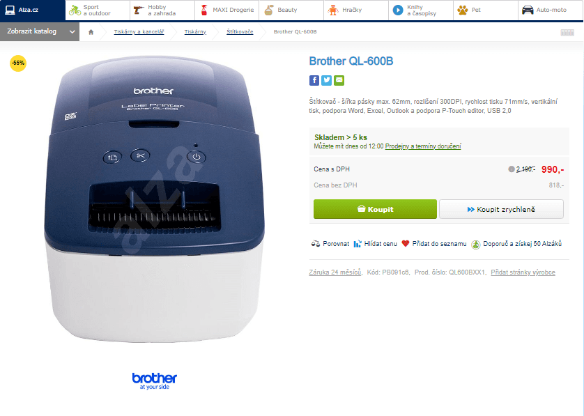 Štítkovač Brother QL-600B