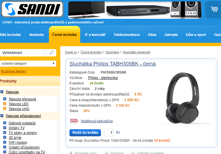 Bezdrátová sluchátka Philips TABH305