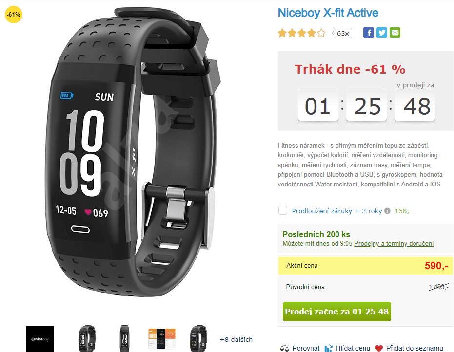 Fitness náramek Niceboy X-Fit Active