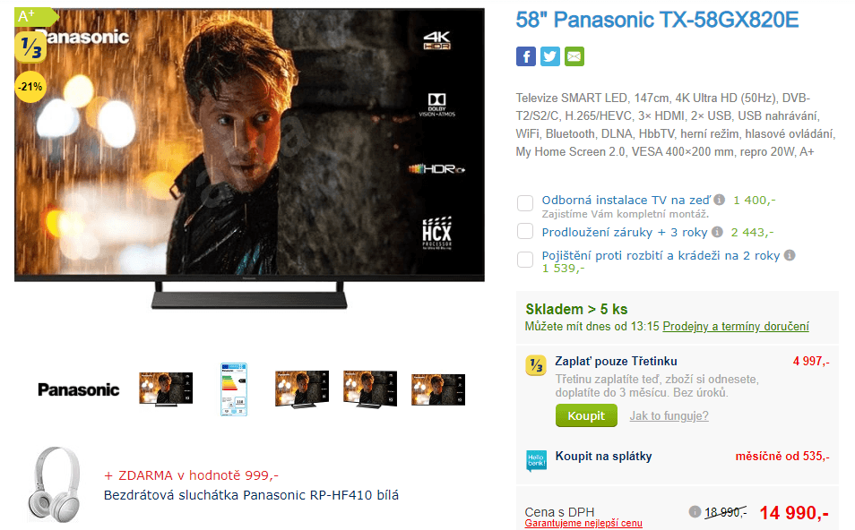 Ultra HD Smart TV, HDR, 146cm, Panasonic