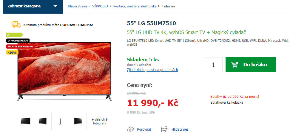 Ultra HD Smart TV, HDR, 138cm, LG