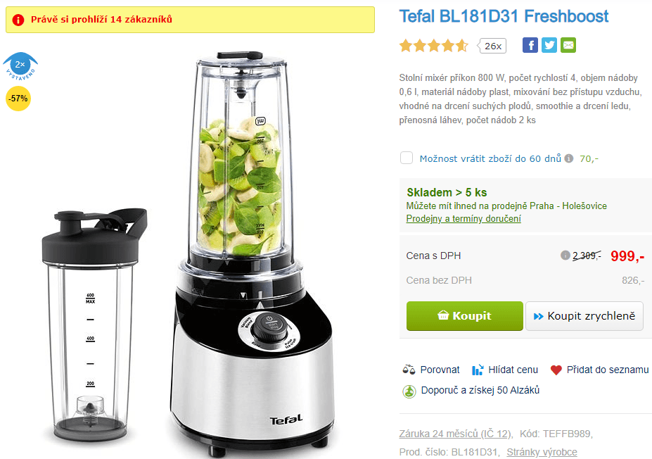 Vakuový mixér Tefal FreshBoost