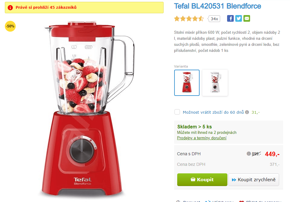 Stolní mixér Tefal Blendforce 600 W