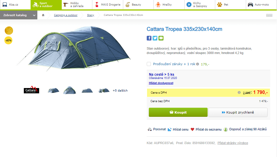 Stan pro 3 osoby Cattara TROPEA
