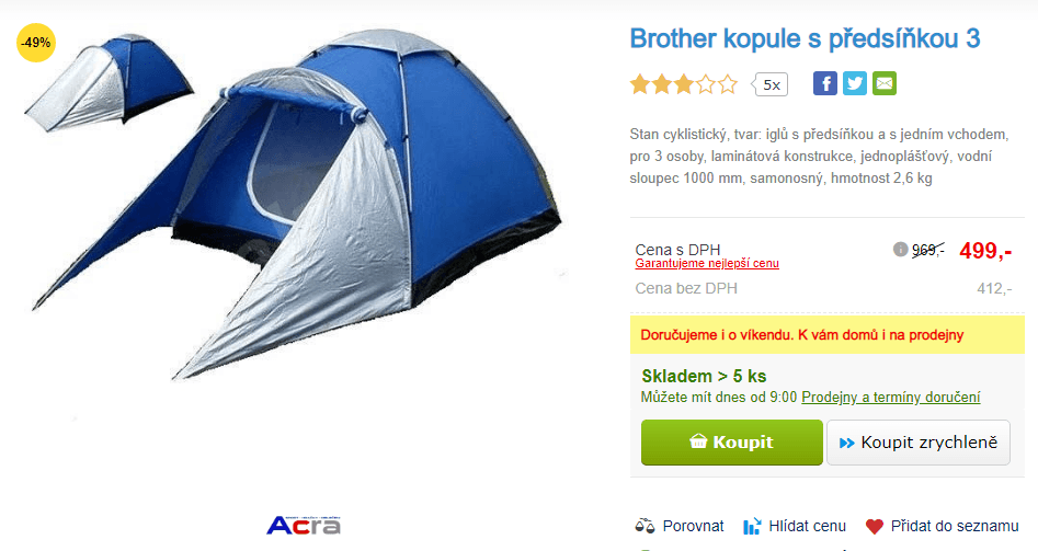Stan pro 3 osoby Brother kopule
