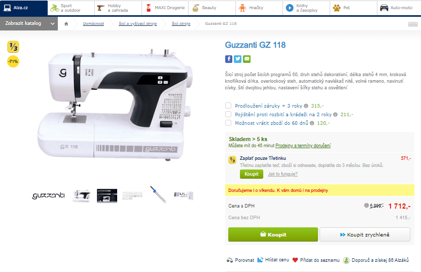 Šicí stroj Guzzanti GZ 118