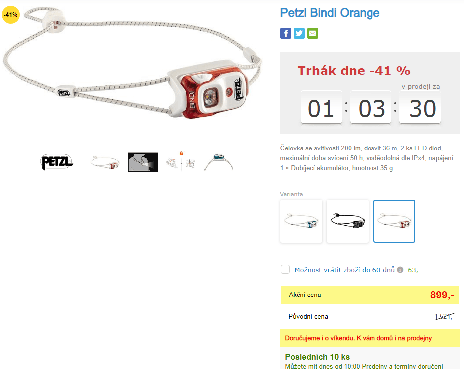 Čelovka Petzl Bindi Orange