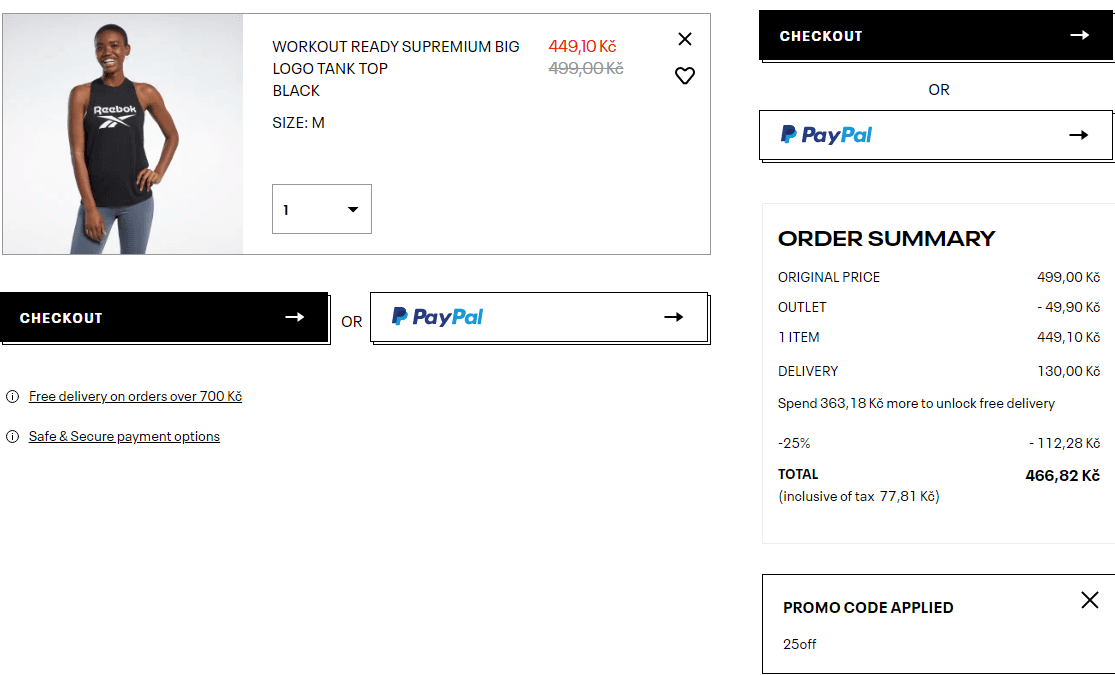 Extra sleva 25% na výprodej Reebok
