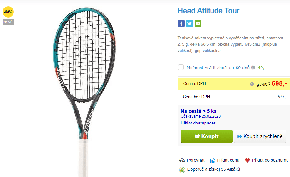 Tenisová raketa Head Attitude Tour
