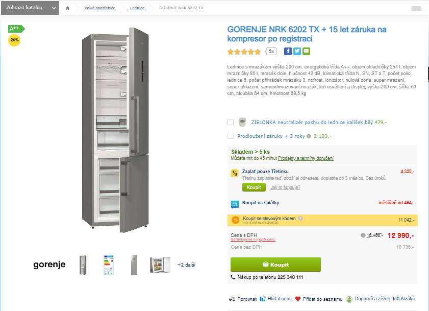 Komb. lednice Gorenje, A++, 200 cm, nofrost