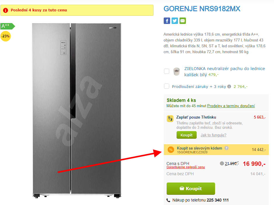 Americká lednice Gorenje, A++, 179cm