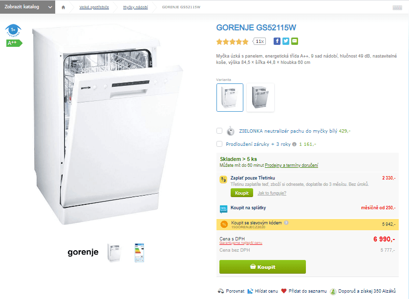 Myčka nádobí Gorenje, 9 sad, A++