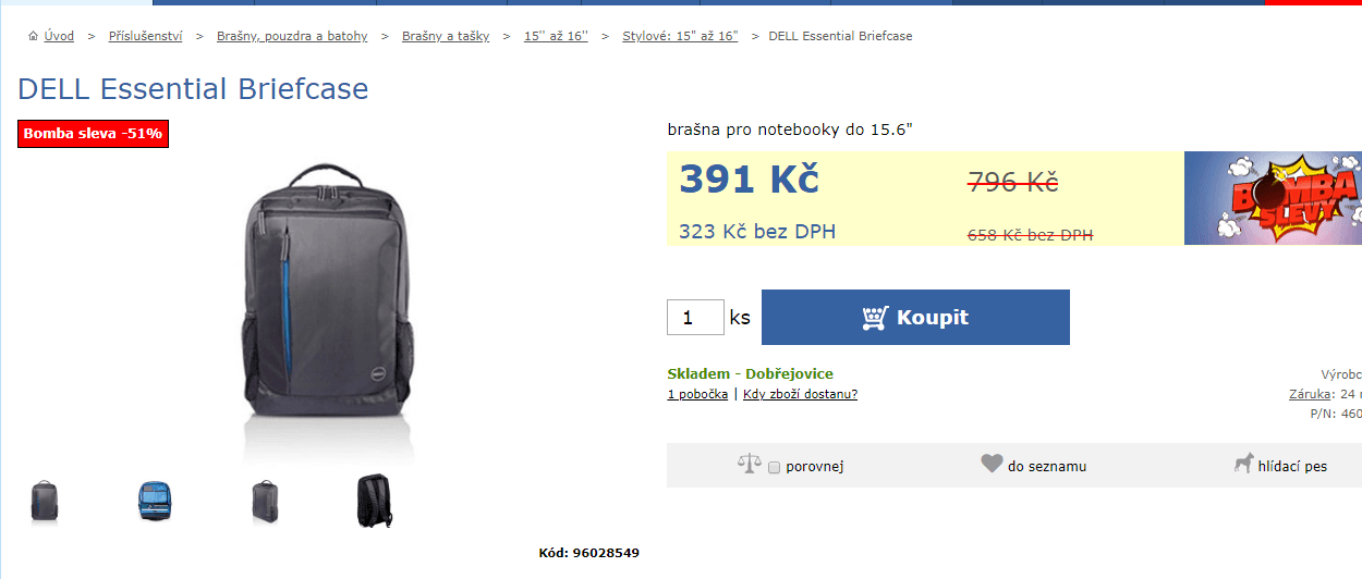 Batoh DELL Essential Briefcase, 15.6"