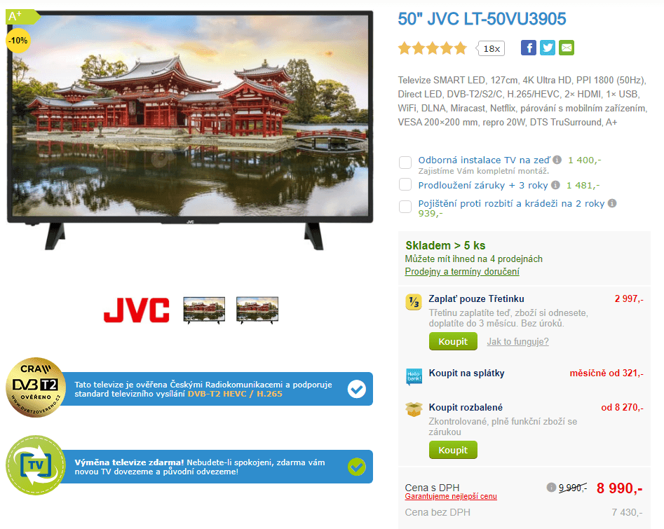 Ultra HD Smart TV, HDR, 127cm, JVC