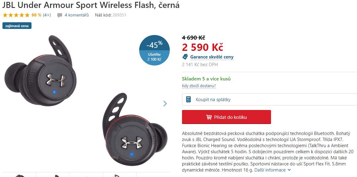 BT sluchátka JBL Under Armour