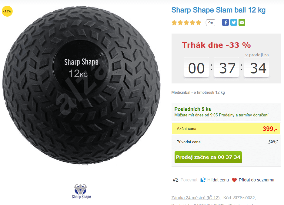 Medicinball Sharp Shape Slam 12 kg 