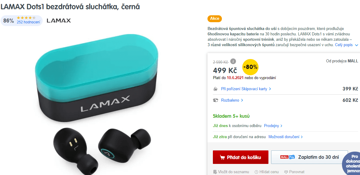 BT sluchátka Lamax Dots1