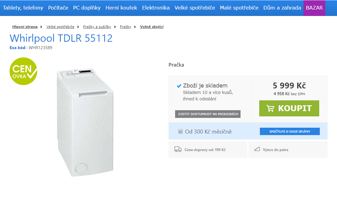 Whirlpool, 5,5 kg, 1100 ot., A++