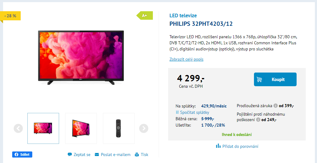 LED HD TV, 80 cm, T2, Philips
