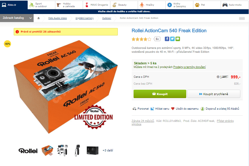 4K Rollei ActionCam 540, 8 MPx, WiFi