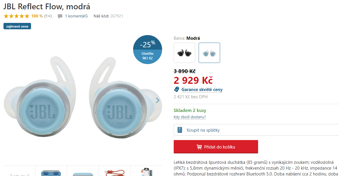BT sluchátka JBL Reflect Flow