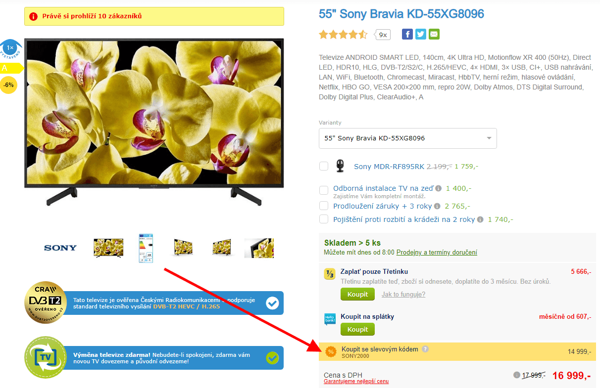 Ultra HD Smart TV, HDR, 139cm, SONY