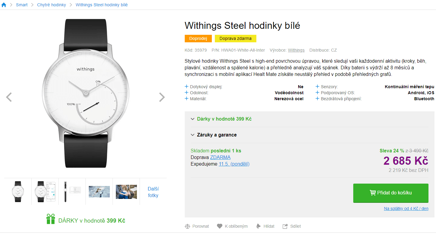 Chytré hodinky Withings Steel Actvité